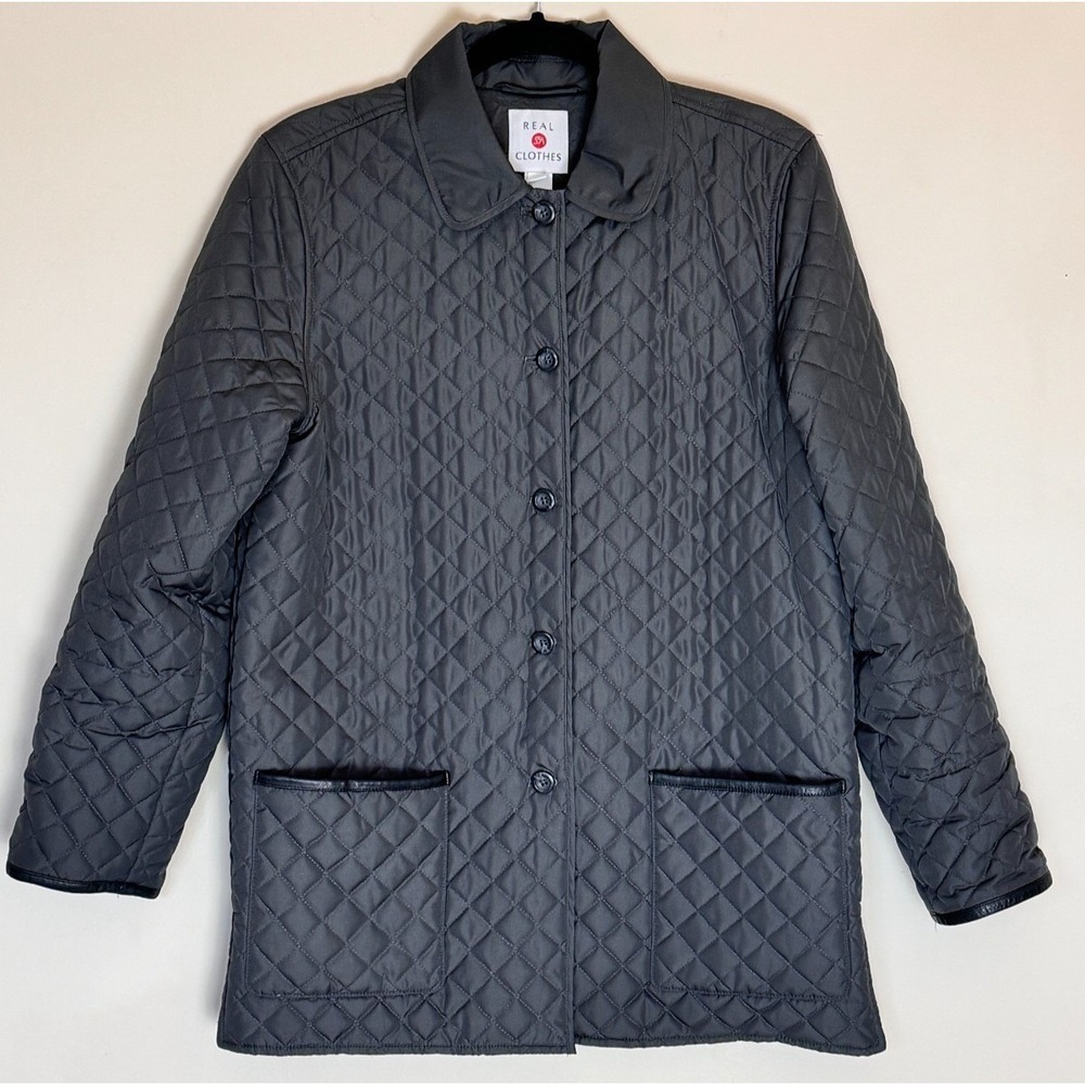 Saks Fifth Avenue Real Clothes Women's Charcoal Gray Quilted Jacket 8
